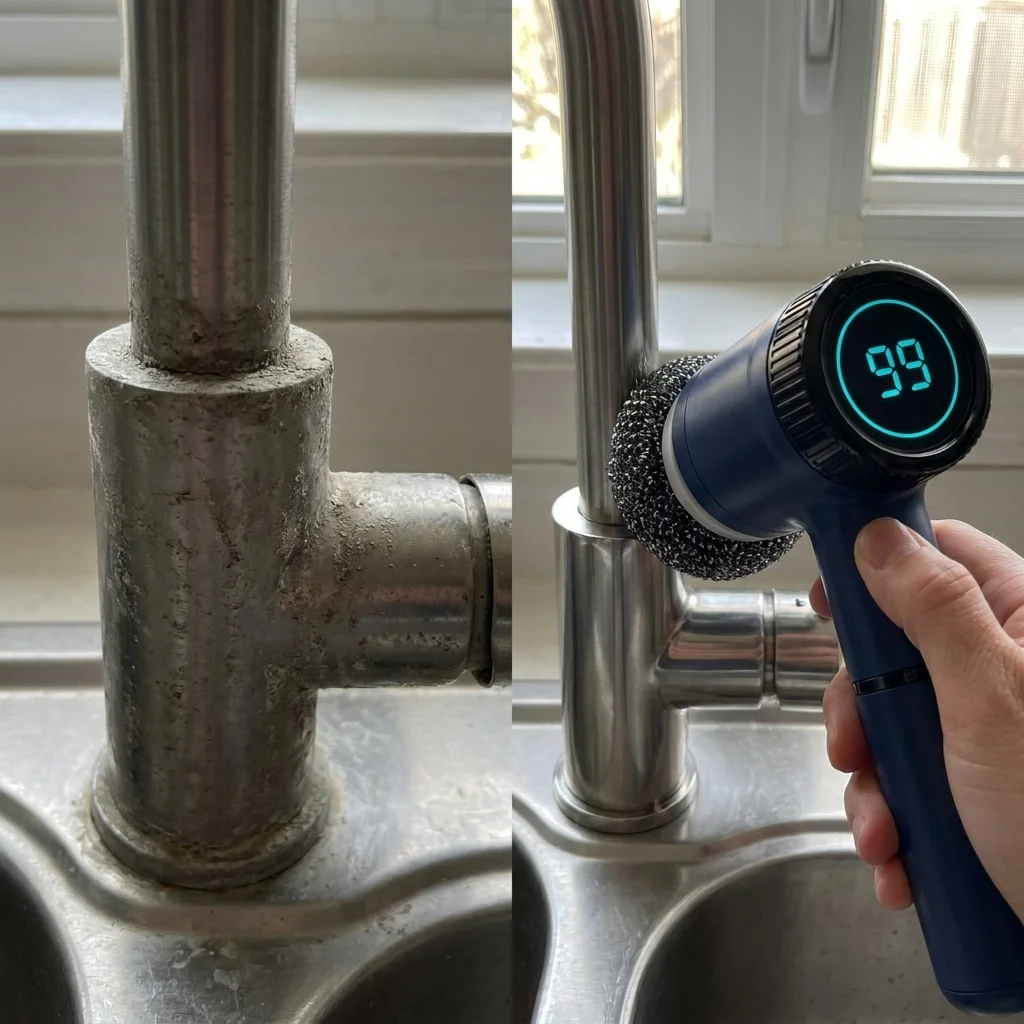 kitchen sink faucet base before and after cleaning